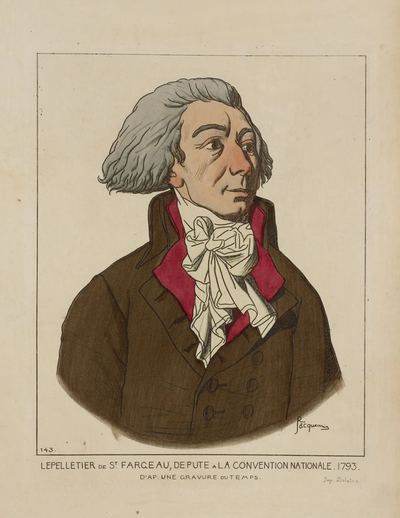 Lepilletier De St Farge Au Depute A La Convention Nationale 1793 Dapres Une Gravure Du Temps