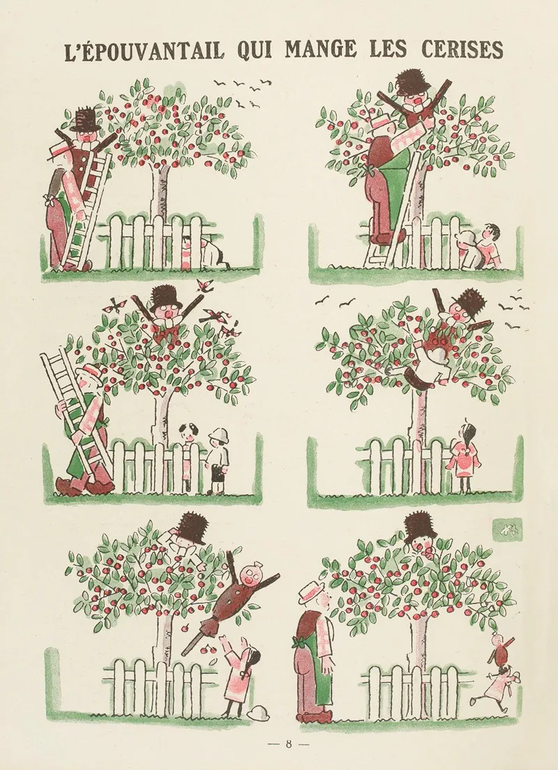 Lepouvantail Qui Mange Les Cerises by André Hellé - Canvas Print