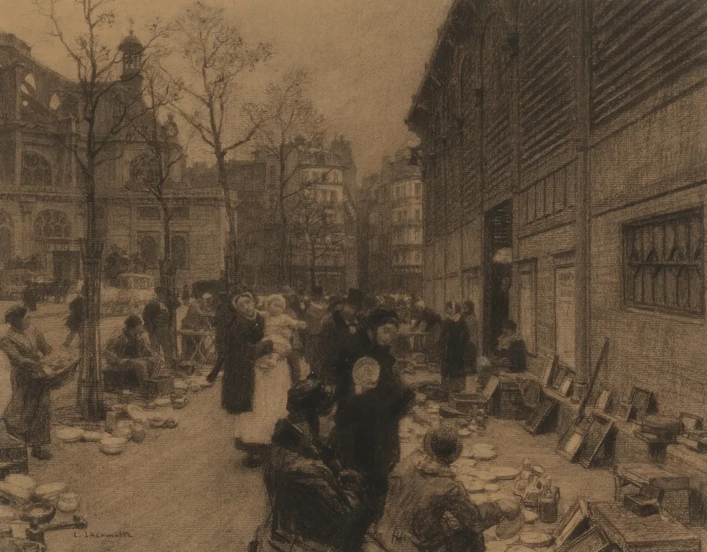 Les Abords Des Halles by Léon Augustin Lhermitte - Canvas Print