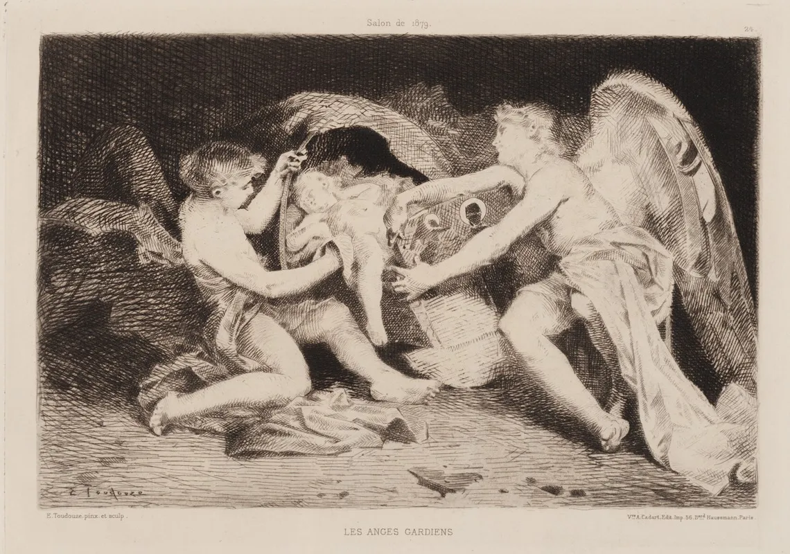 Les Anges Gardiens by Edouard Toudouze - Canvas Print