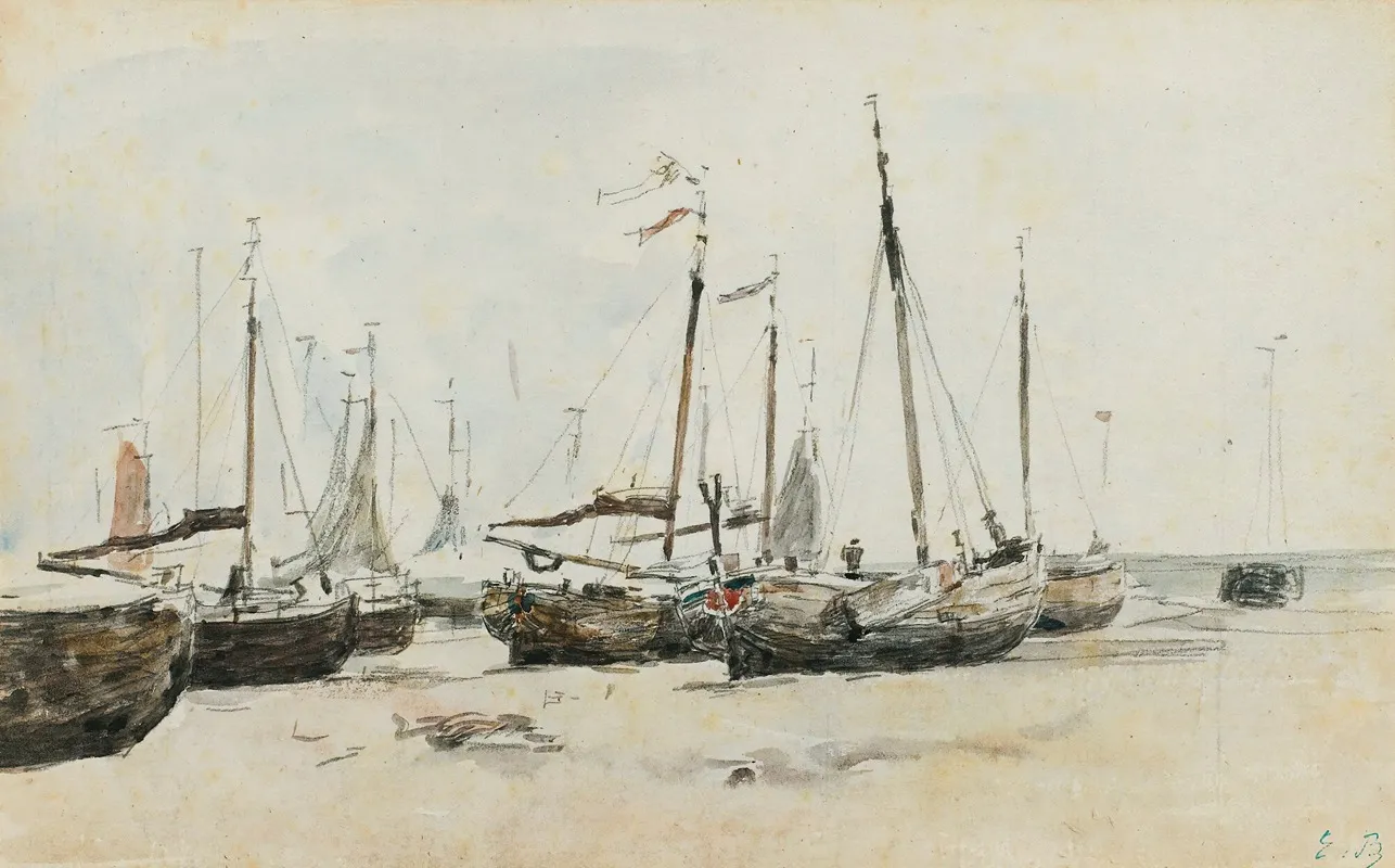 Les Bateaux by Eugène Boudin - Canvas Print