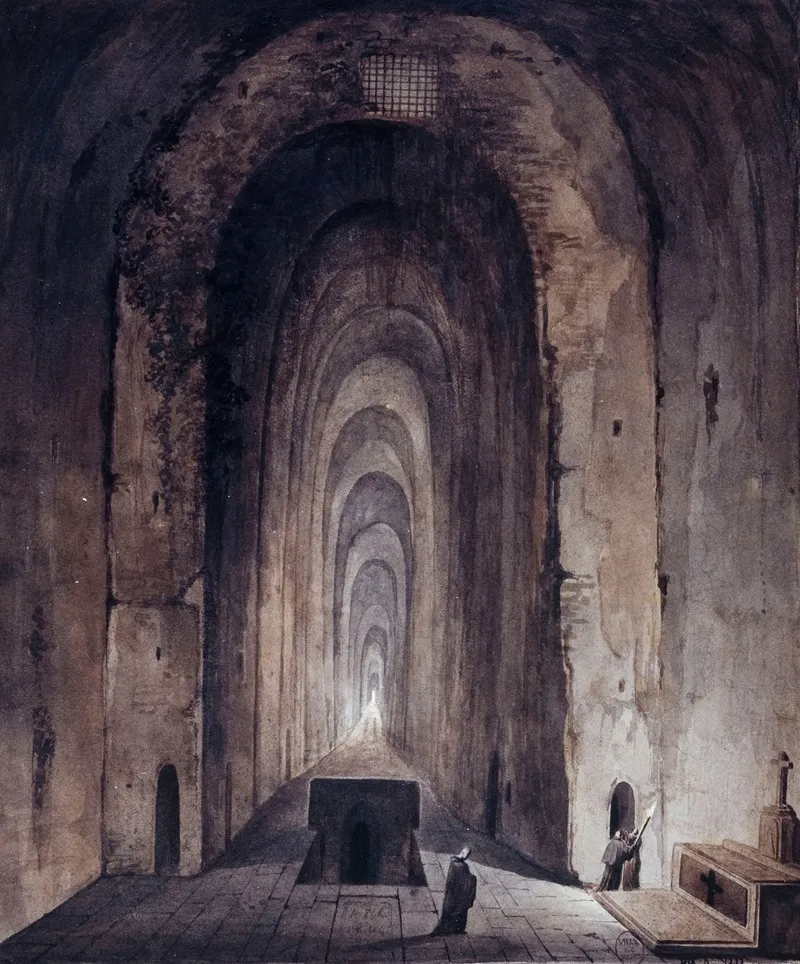 Les Catacombes De Saint Agnes A Naples by François-Marius Granet - Canvas Print
