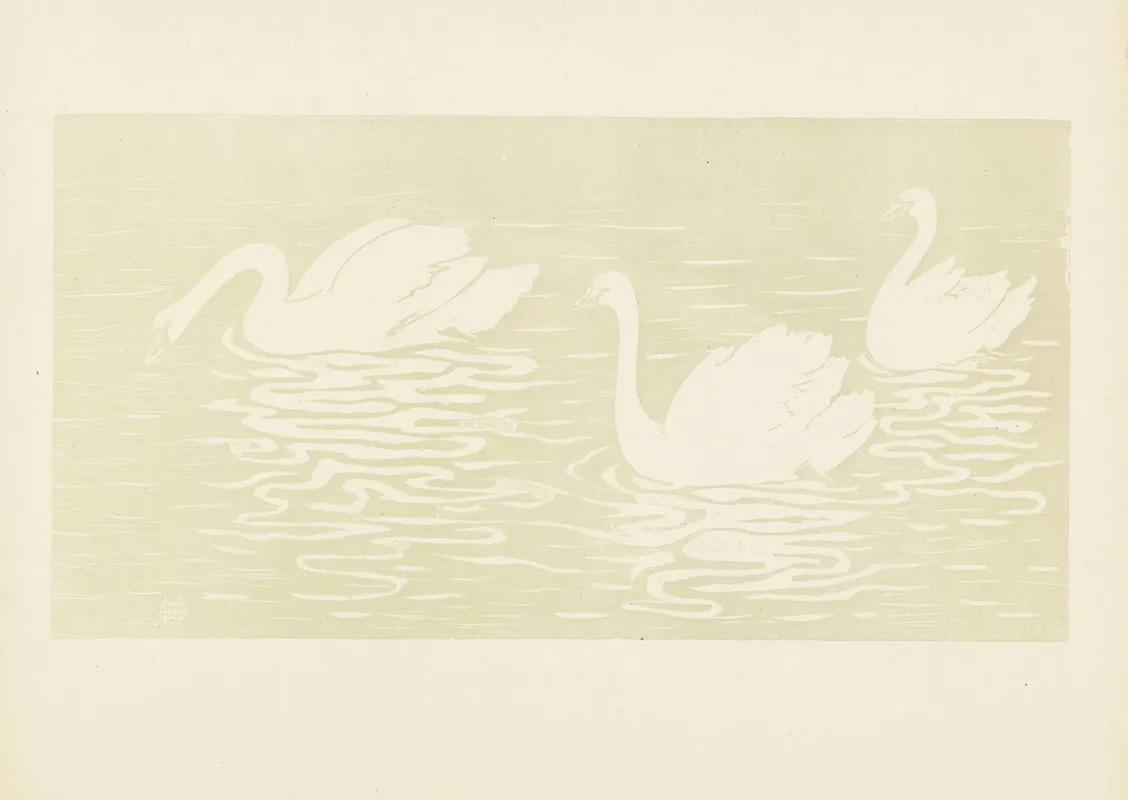 Les Cygnes 3 by Henri-Charles Guérard - Canvas Print