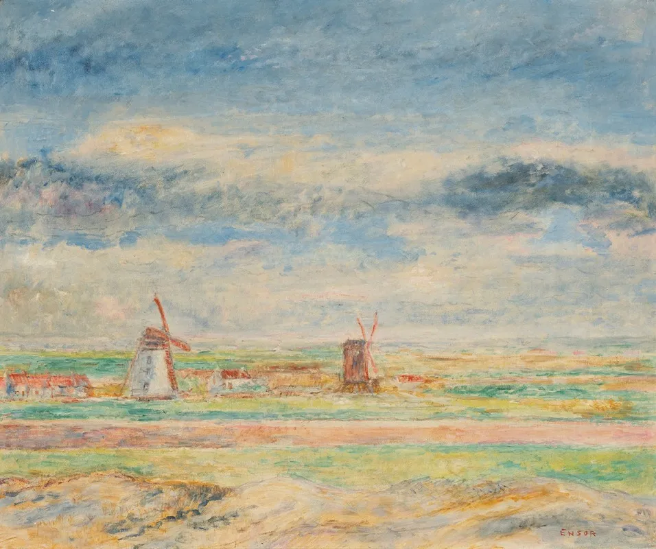 Les Deux Moulins by James Ensor - Canvas Print