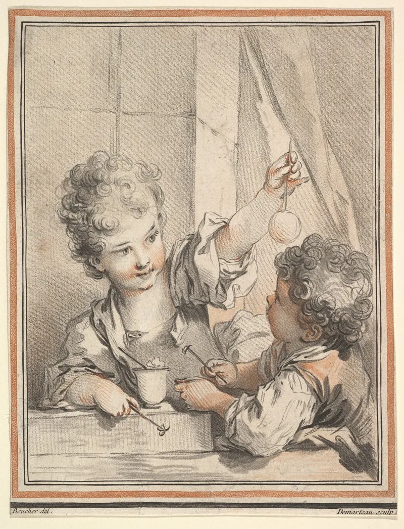 Les Enfants Physiciens by Gilles Demarteau the Elder - Canvas Print