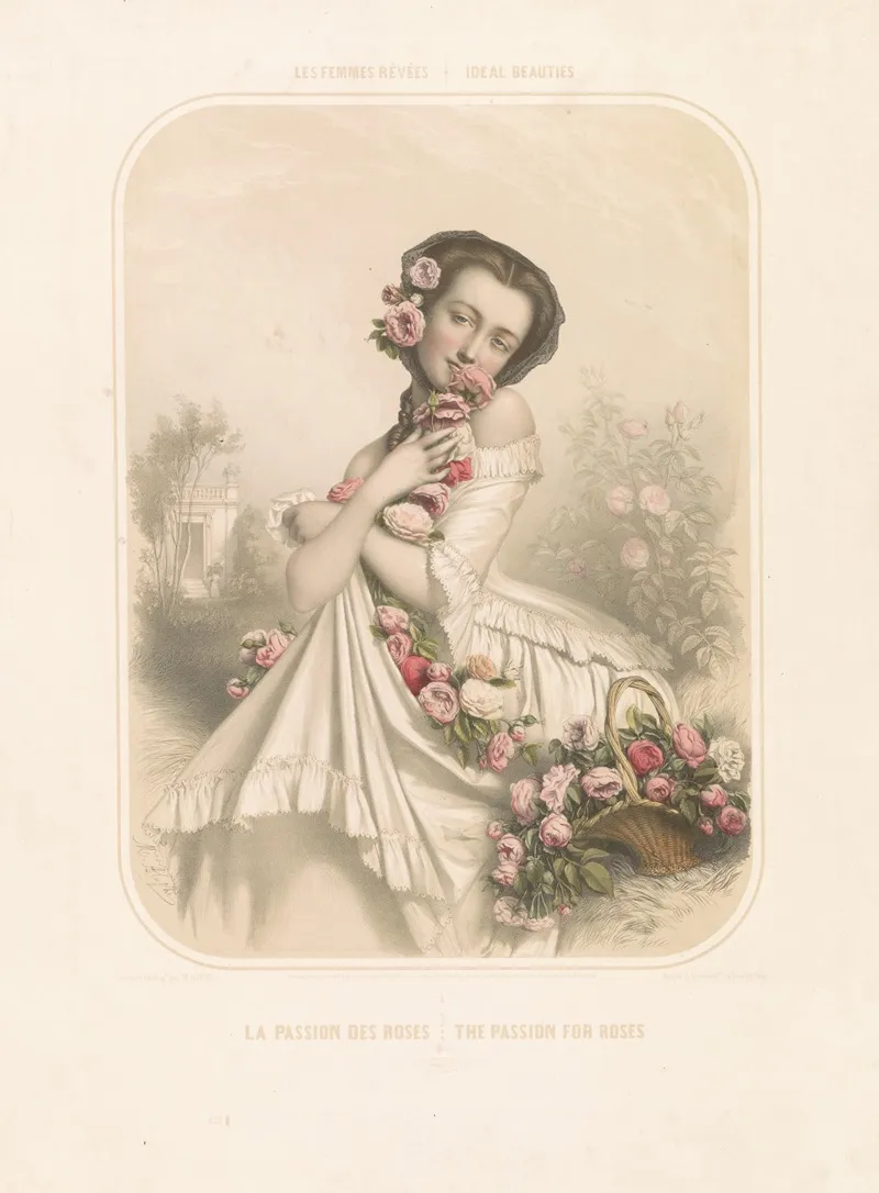 Les Femmes Revees Ideal Beauties La Passion Des Roses The Passion For Roses by Marie-Alexandre Alophe - Canvas Print