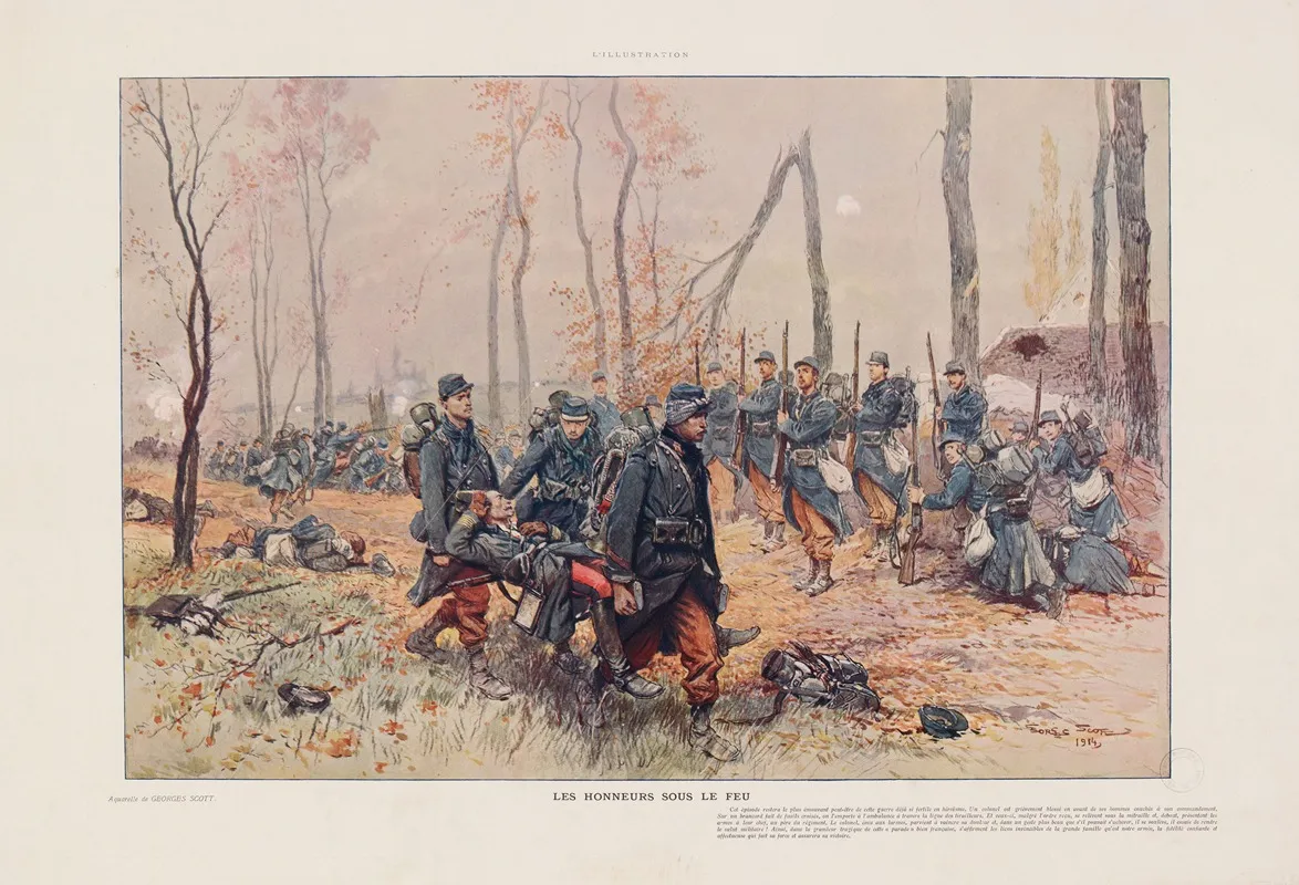 Les Honneurs Sous Le Feu by Georges Bertin Scott - Canvas Print