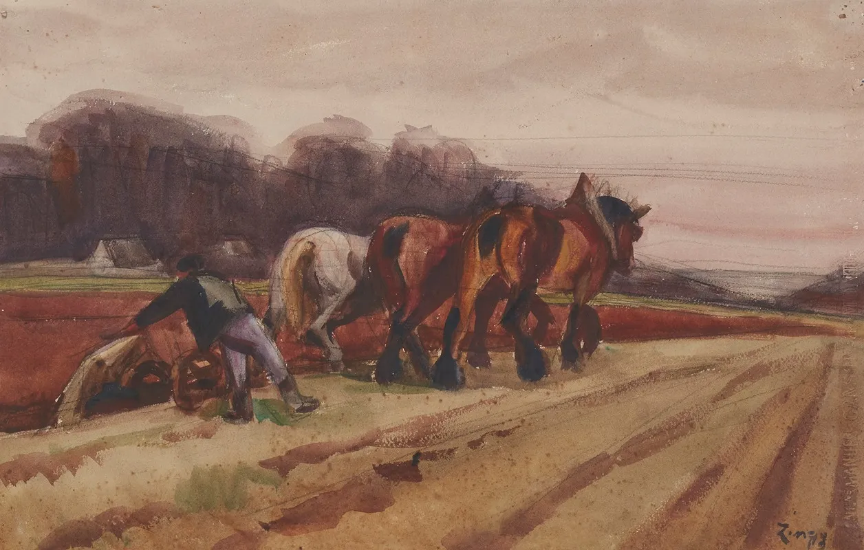 Les Labours by Jules Émile Zingg - Canvas Print