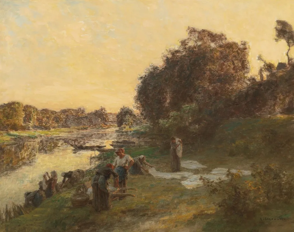 Les Laveuses A Chelles by Léon Augustin Lhermitte - Canvas Print