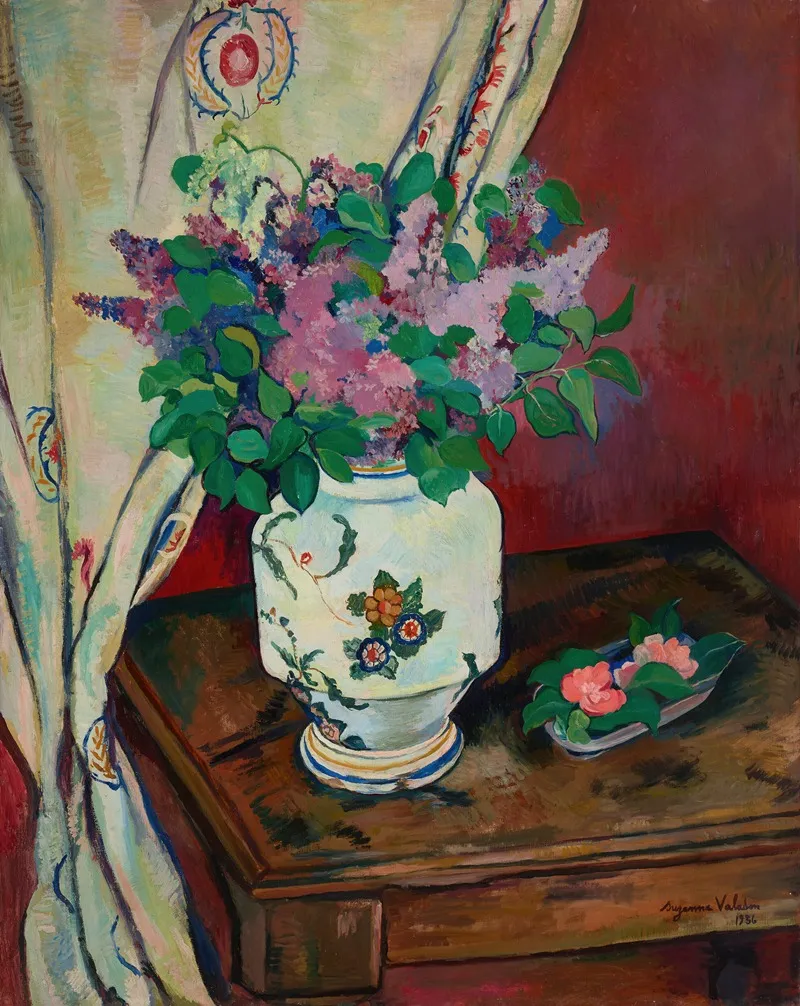 Les Lilas Et Camelias by Suzanne Valadon - Canvas Print
