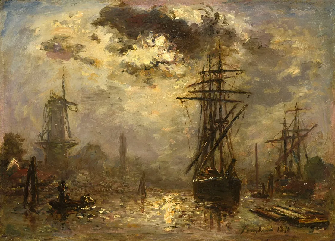 Les Moulins De Rotterdam by Johan Barthold Jongkind - Canvas Print