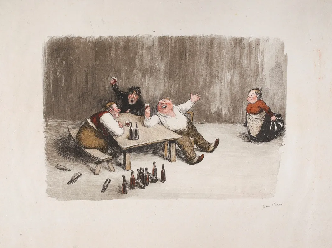 Les Petits Buveurs by Jean Veber - Canvas Print