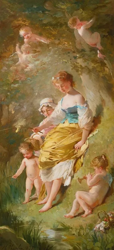 Les Petits Pecheurs by Charles Chaplin - Canvas Print