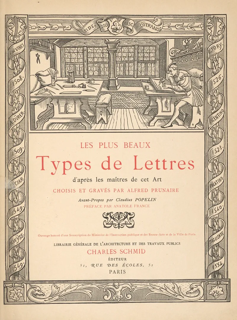 Les Plus Beaux Types De Lettre Dapres Les Maitres De Cet Art Title by Alfred Prunaire - Canvas Print