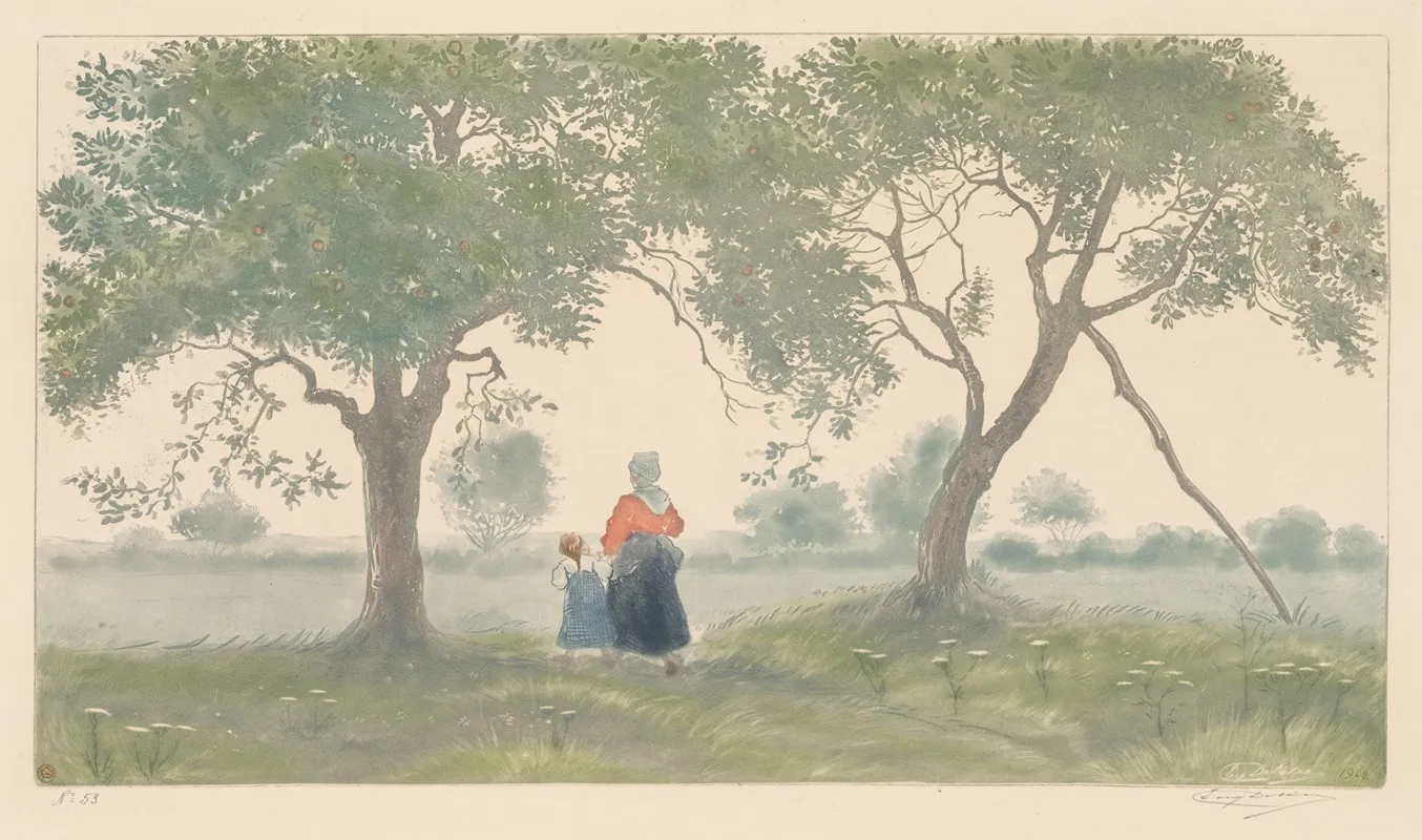 Les Pommiers by Eugène Delâtre - Canvas Print