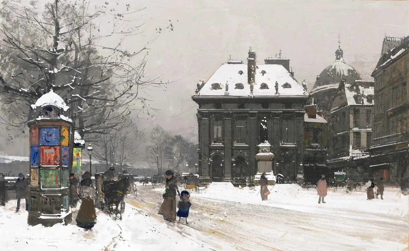 Les Quais De La Seine Lhiver by Eugène Galien-Laloue - Canvas Print