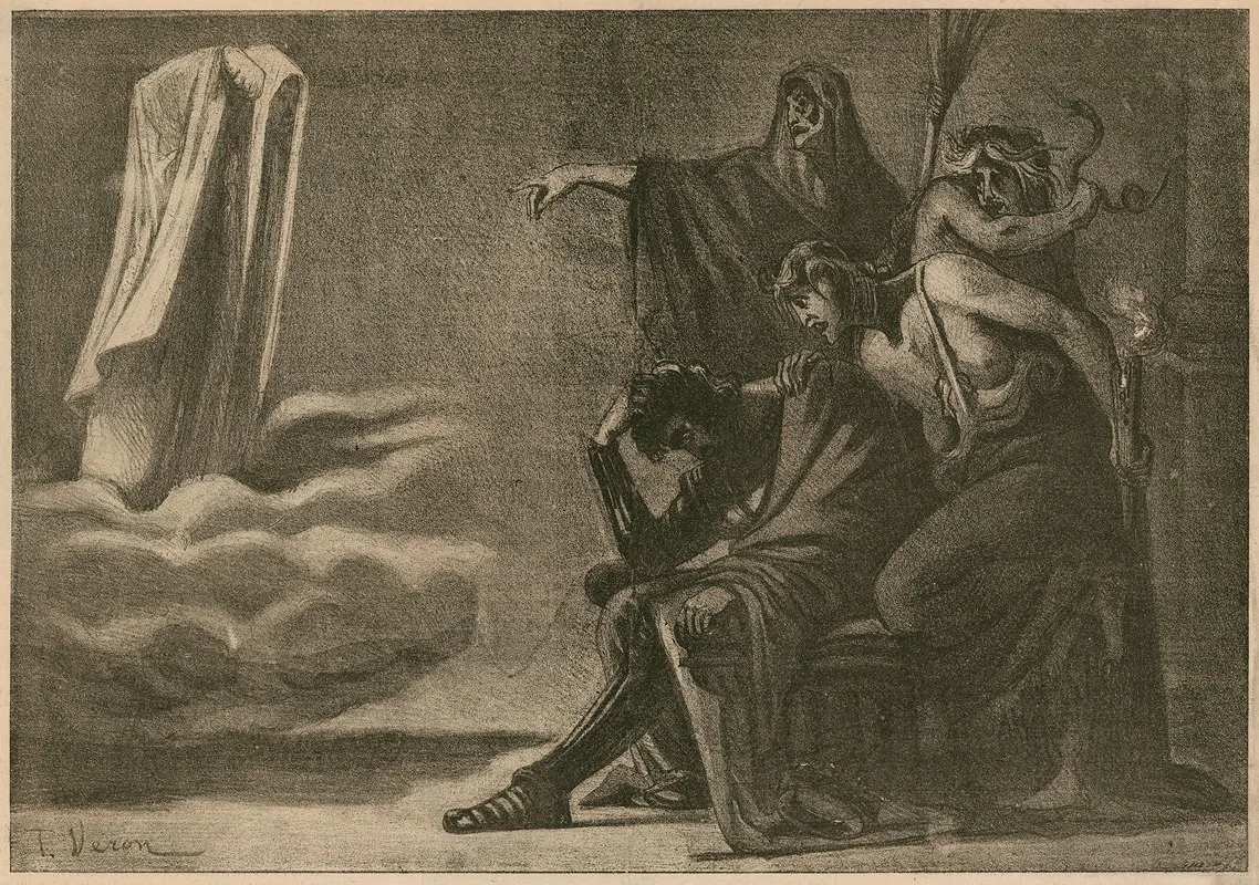 Les Remords De Macbeth Macbeth Act Iv Scene 1 by T. Veron - Canvas Print