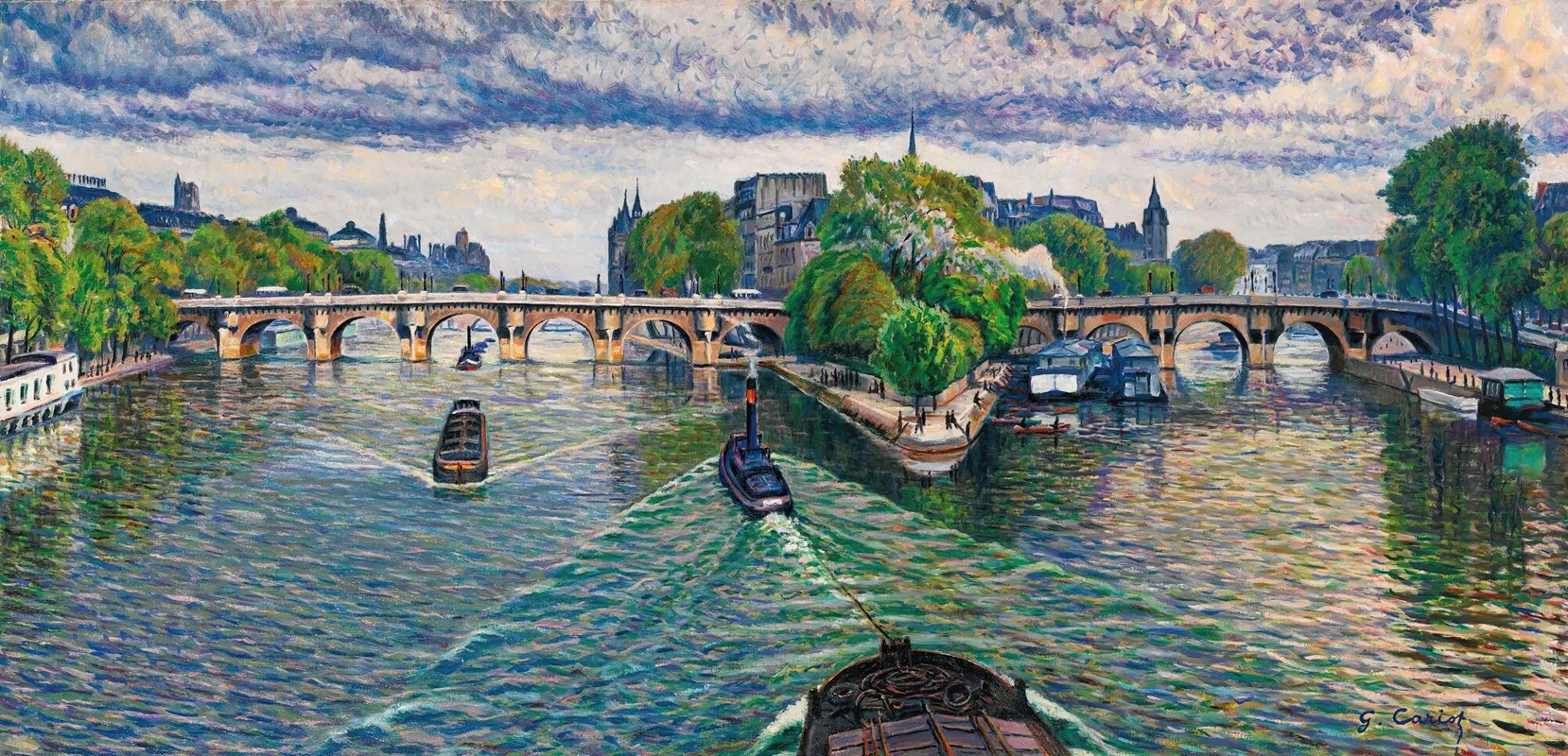 Les Remorqueurs by Gustave Cariot - Canvas Print