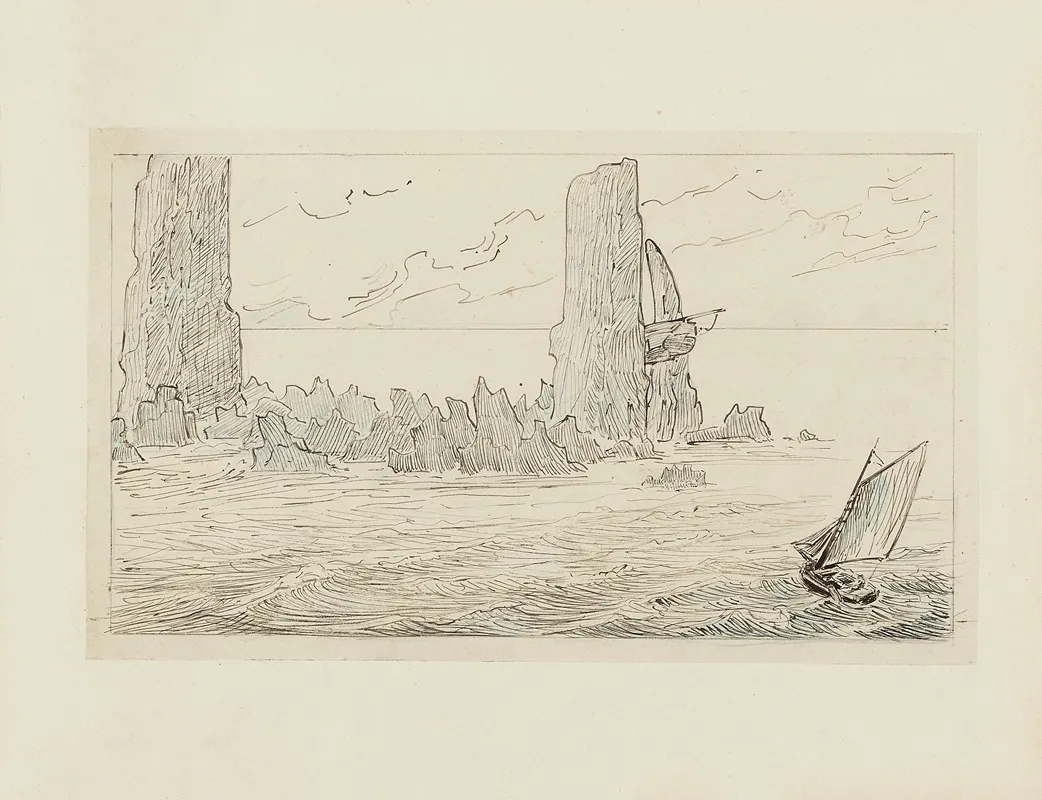 Les Rochers Douvres Dessin Pour La Vignette De Titre Pour La Table Des Matieres Et Des Gravures by Achille Granchi-Taylor - Canvas Print