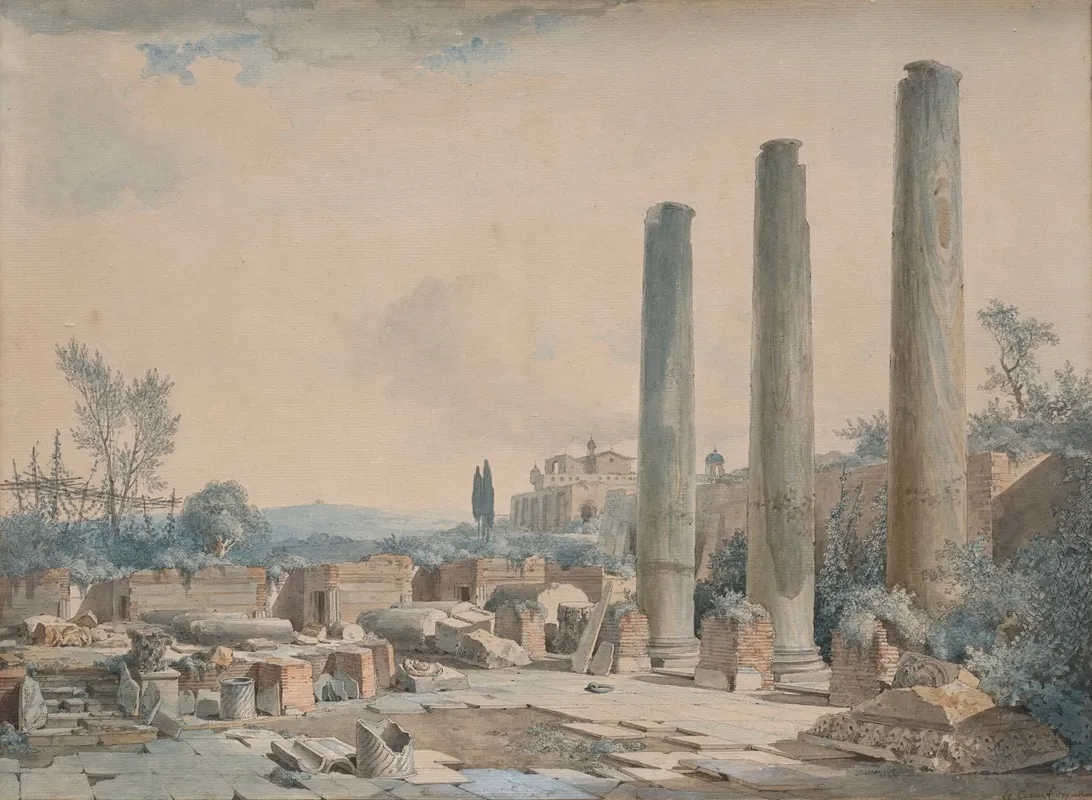 Les Ruines Du Temple De Jupiter A Pouzzoles by Louis-François Cassas - Canvas Print
