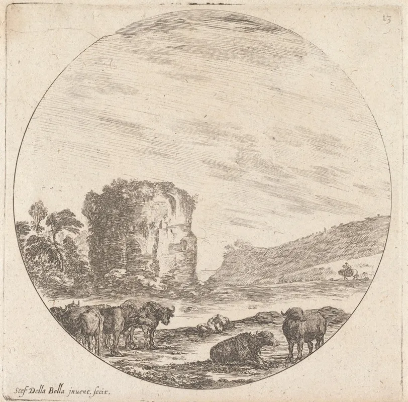 Les Ruines Dun Temple Antique by Stefano Della Bella - Canvas Print