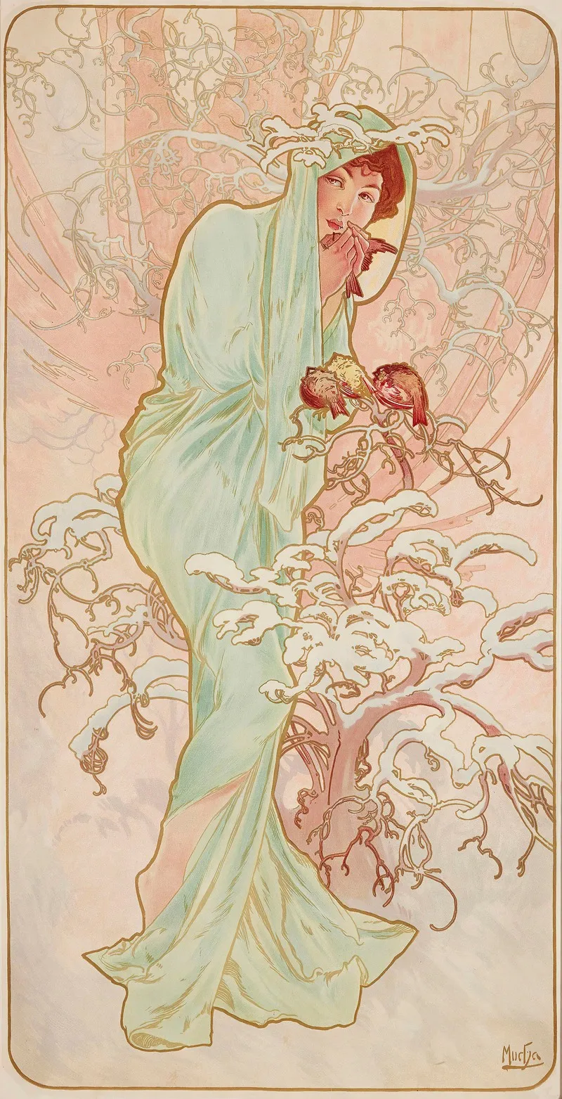 Les Saisons 1 by Alphonse Mucha - Canvas Print