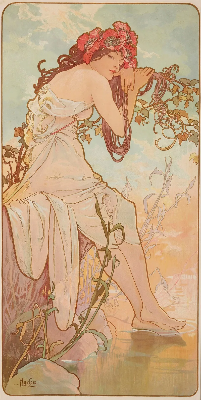 Les Saisons 4 by Alphonse Mucha - Canvas Print