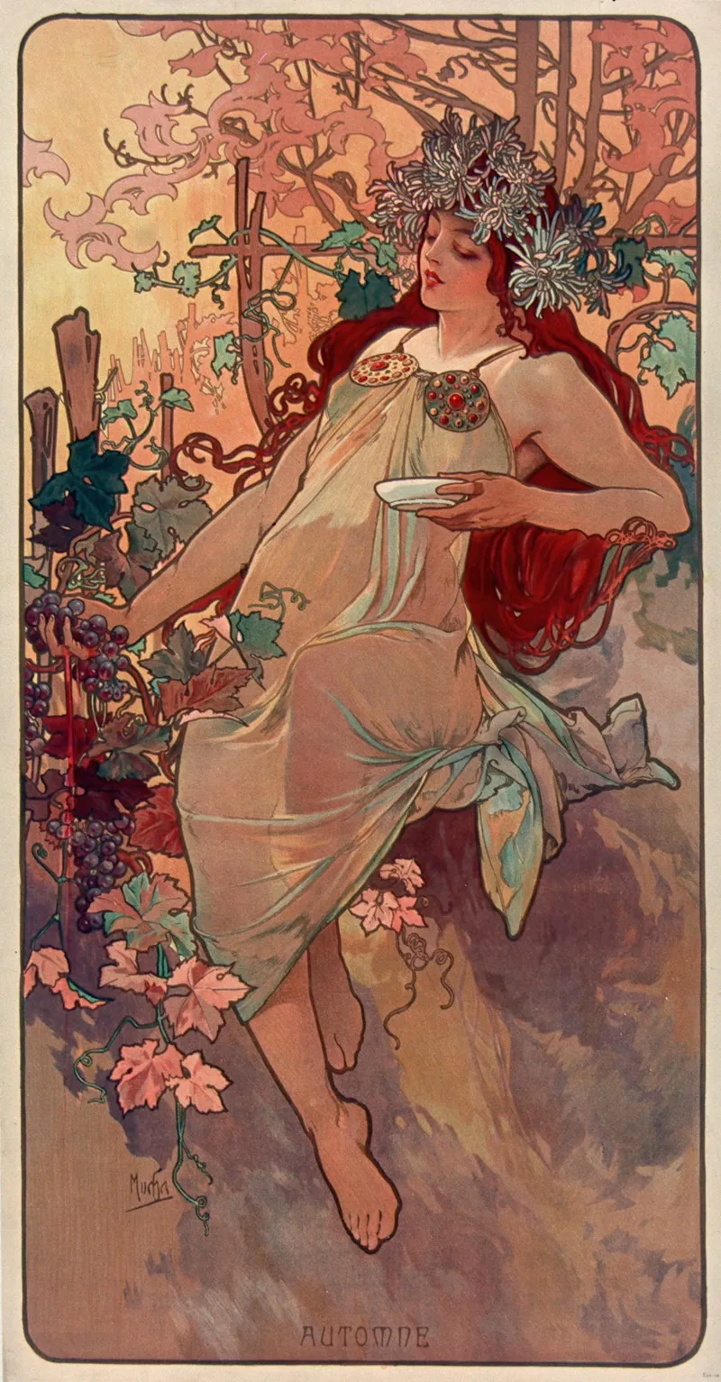 Les Saisons Automne by Alphonse Mucha - Canvas Print