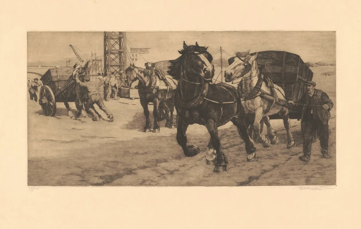 Les Tombereaux by Constant Eugène de Busschere - Canvas Print