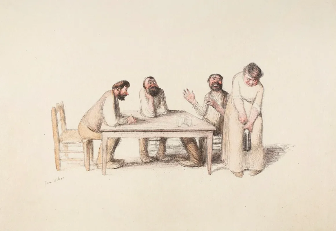 Les Trois Barbus by Jean Veber - Canvas Print