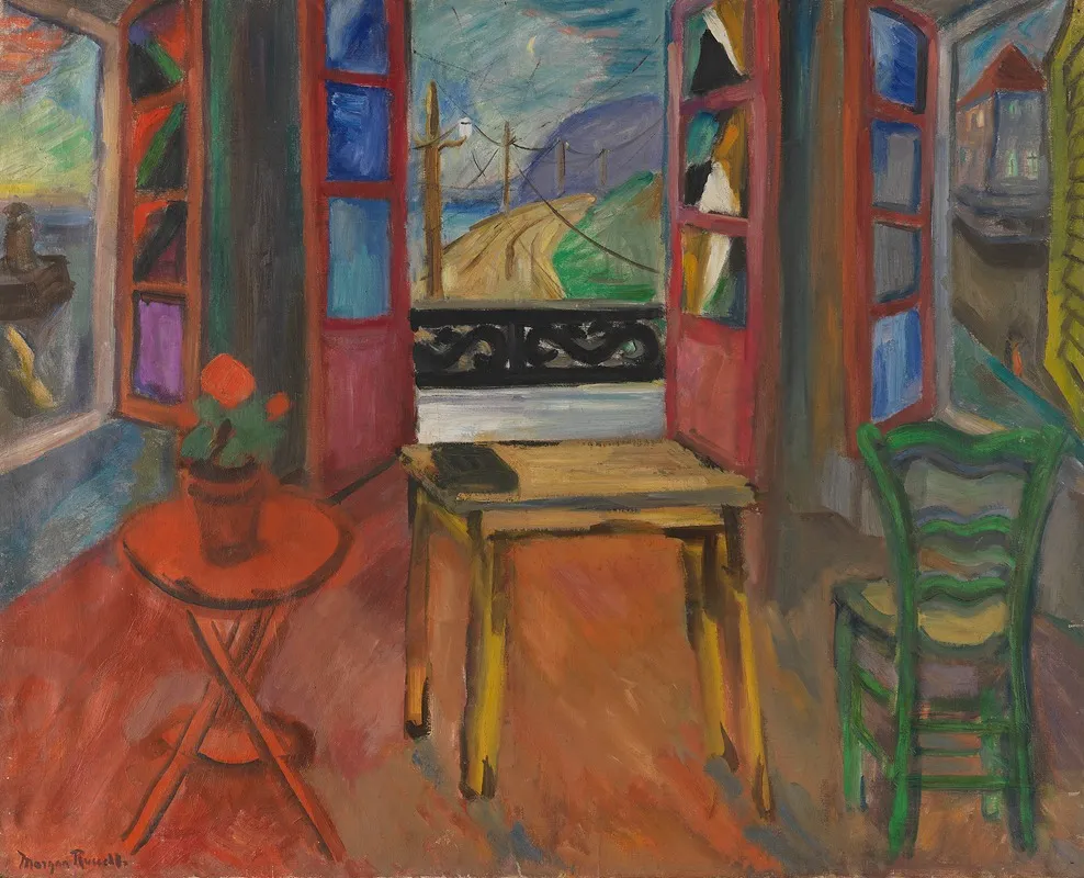 Les Trois Fenetres by Morgan Russell - Canvas Print