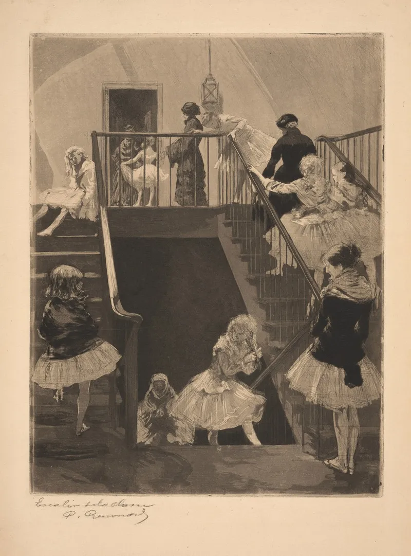 Lescalier De La Classethe Class Staircase by Charles Paul Renouard - Canvas Print