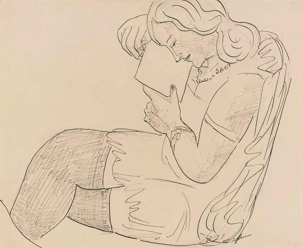 Lesendes Madchen 9 by Max Beckmann - Canvas Print