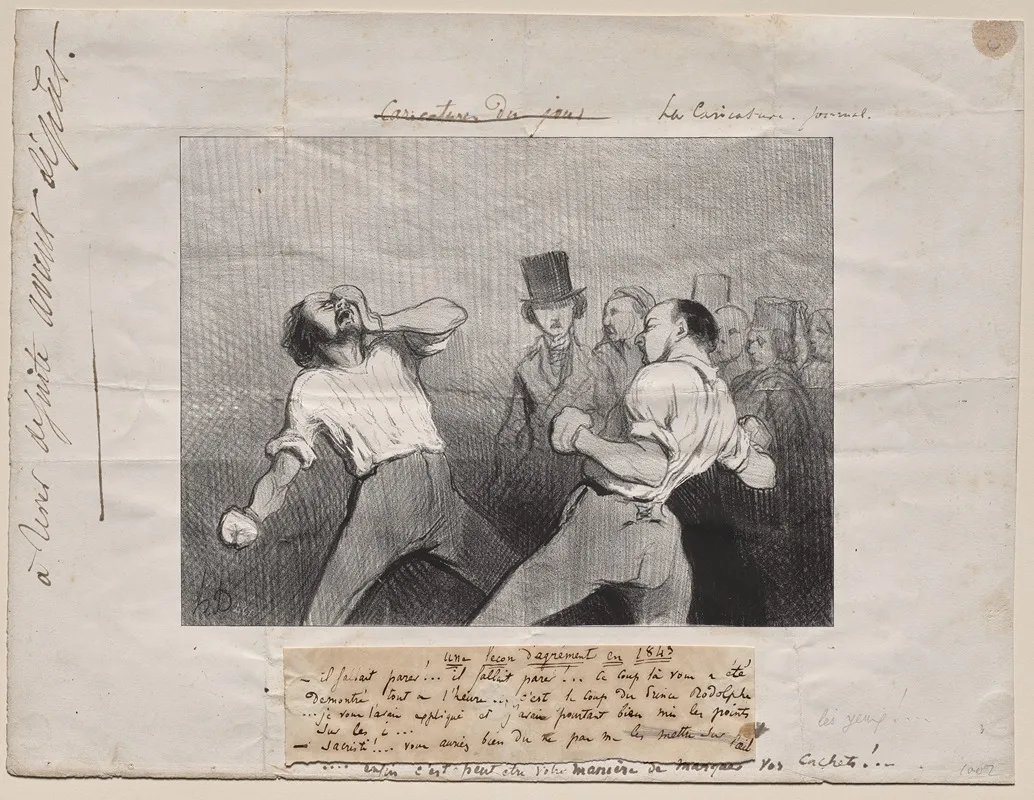Lesson In Understanding In 1843 by Honoré Daumier - Canvas Print
