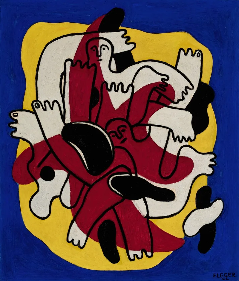 Letoile Rouge Les Plongeurs by Fernand Léger - Canvas Print