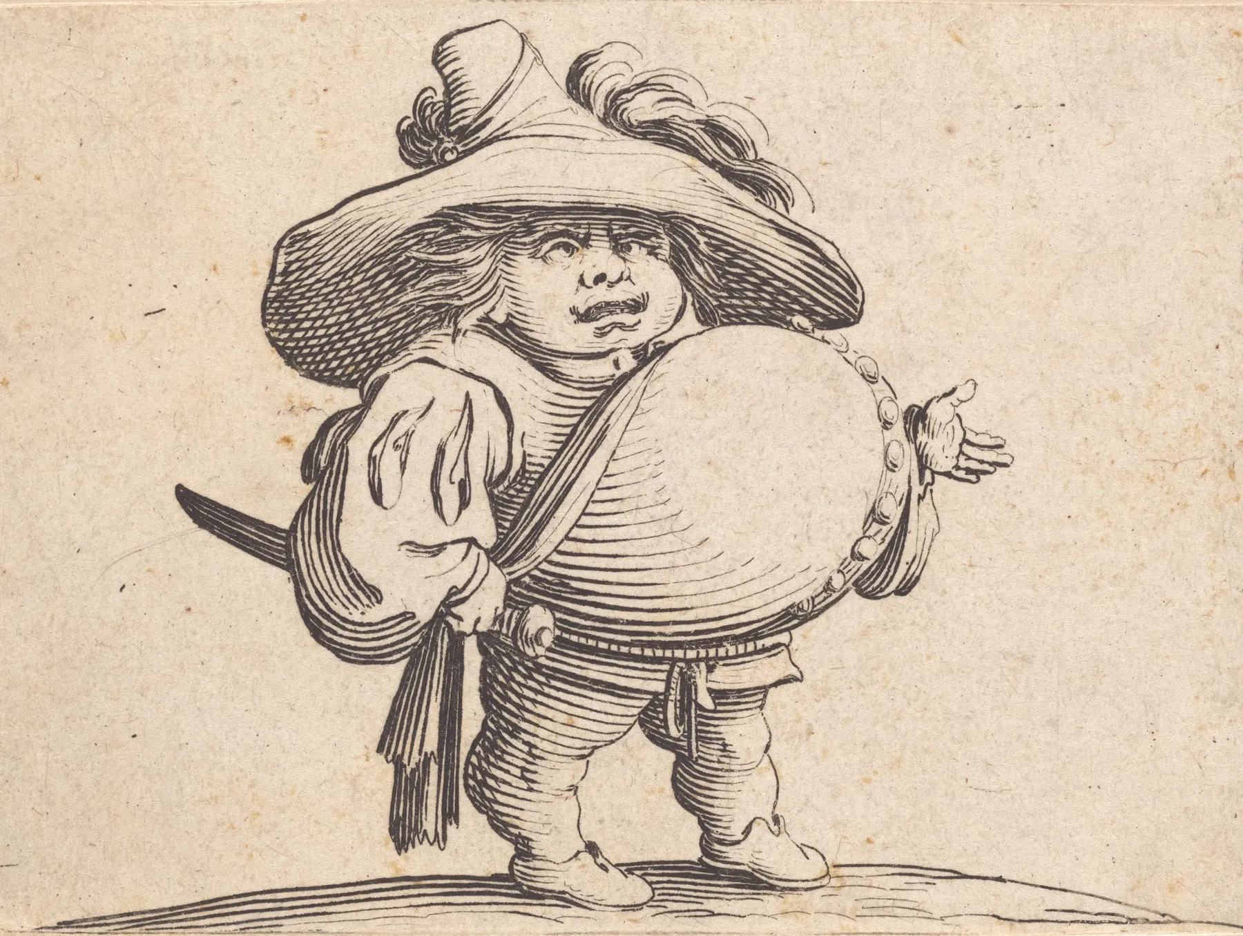 Lhomme Au Gros Ventre Orne Dune Rangee De Boutons by Jacques Callot - Canvas Print
