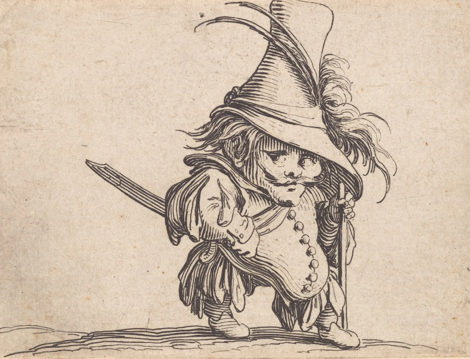 Lhomme Au Ventre Tombant Et Au Chapeau Tres Eleve by Jacques Callot - Canvas Print