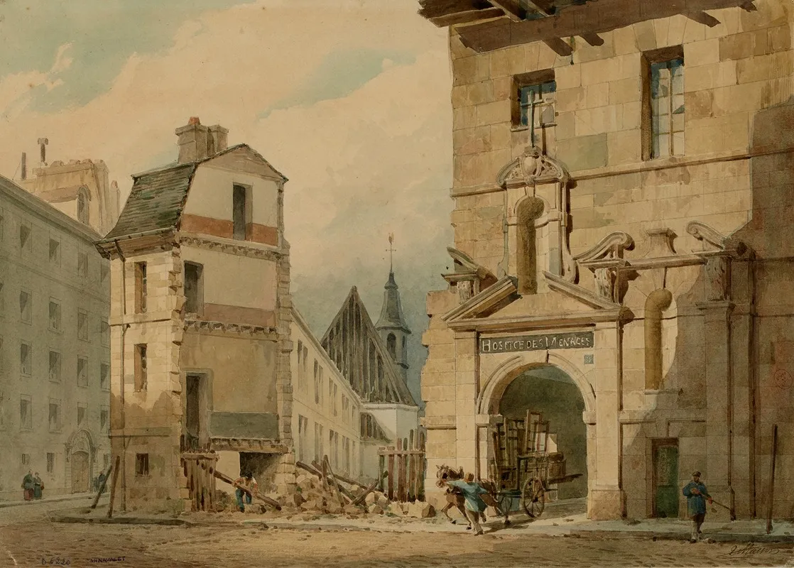 Lhospice Des Petits Menages Rue De La Chaise by Louis-Martial-Théodat Masson - Canvas Print