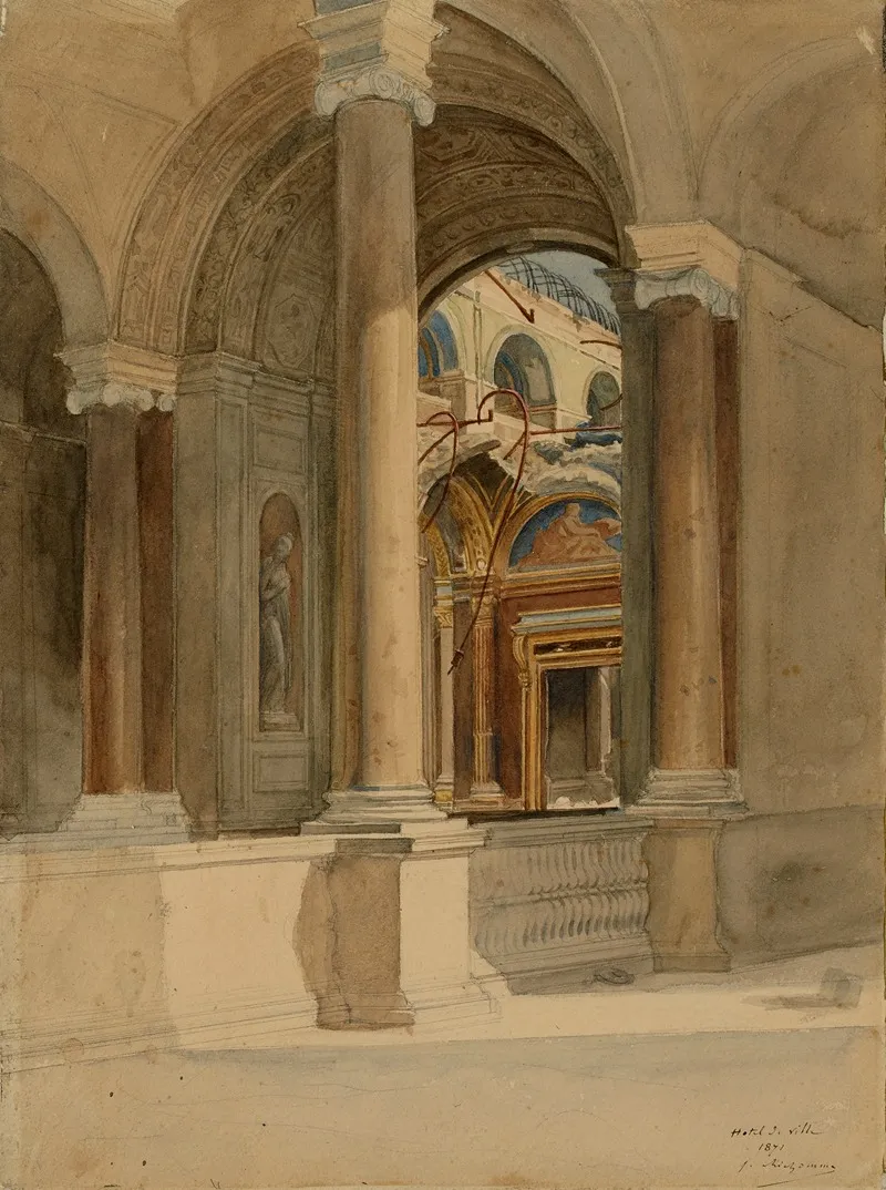 Lhotel De Ville Apres Lincendie 1871