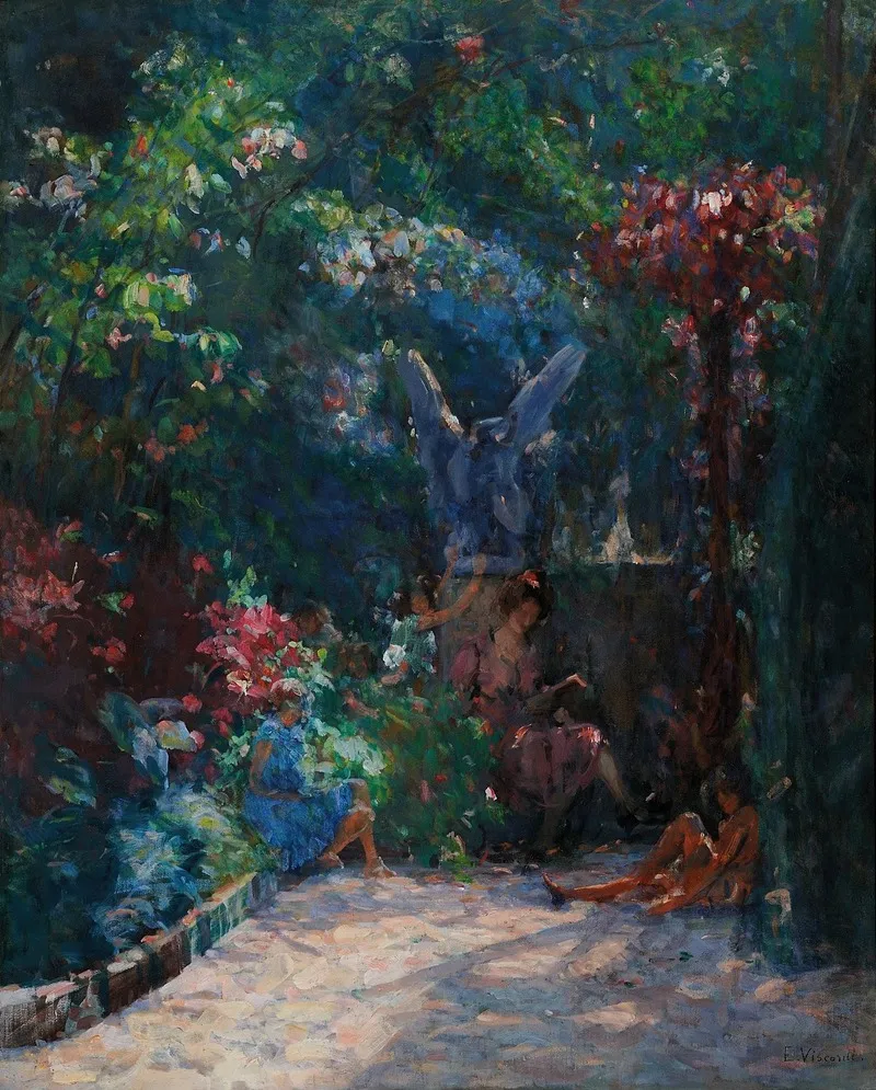 Licao No Meu Jardim by Eliseu Visconti - Canvas Print