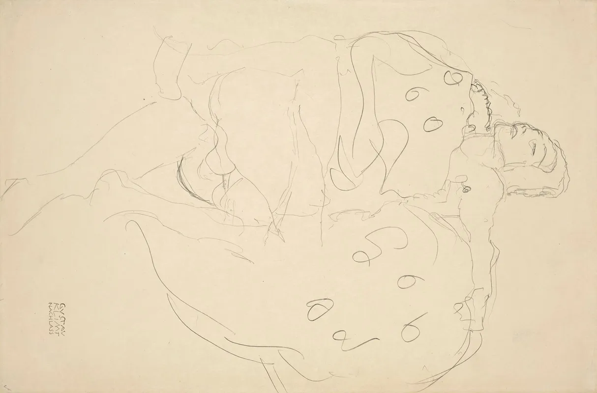 Liebespaar Nach Rechts by Gustav Klimt - Canvas Print