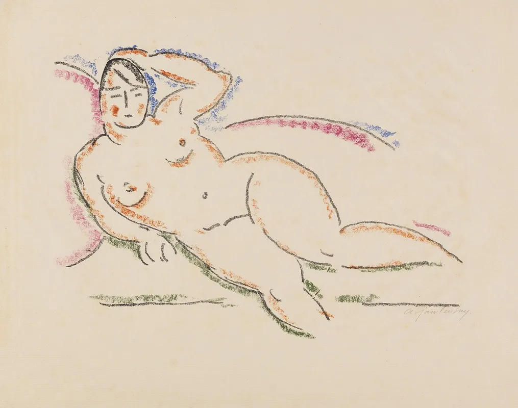 Liegender Weiblicher Akt 9 by Alexej von Jawlensky - Canvas Print