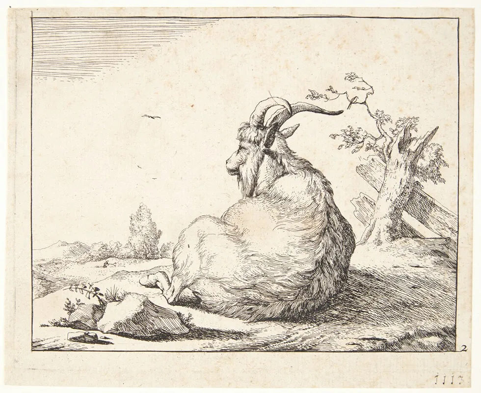 Liggende Ged 3 by Marcus de Bye - Canvas Print