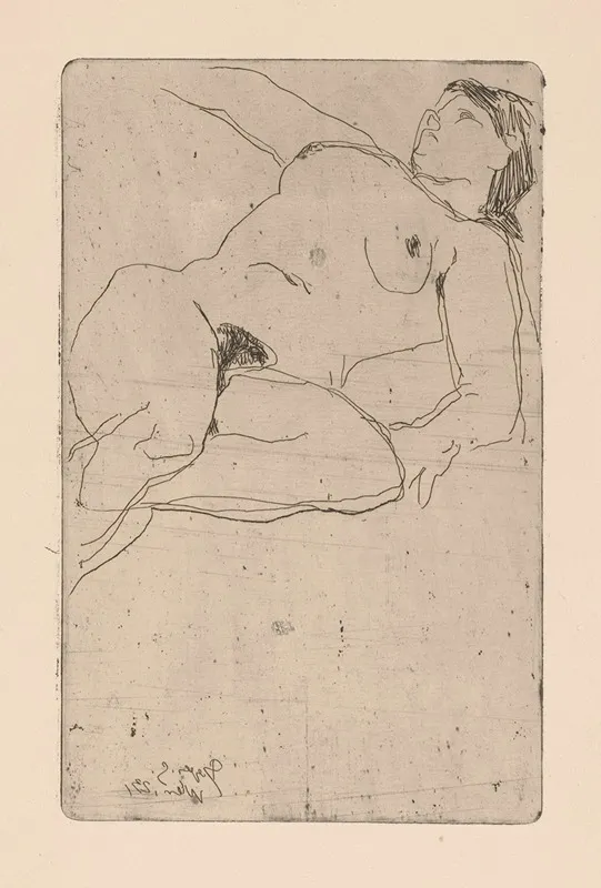 Liggende Naakte Vrouw 5 by Reijer Stolk - Canvas Print