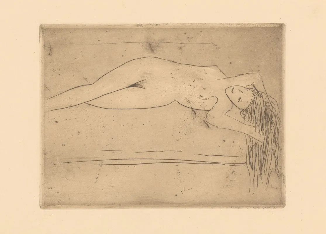 Liggende Naakte Vrouw 7 by Erich Wichmann - Canvas Print