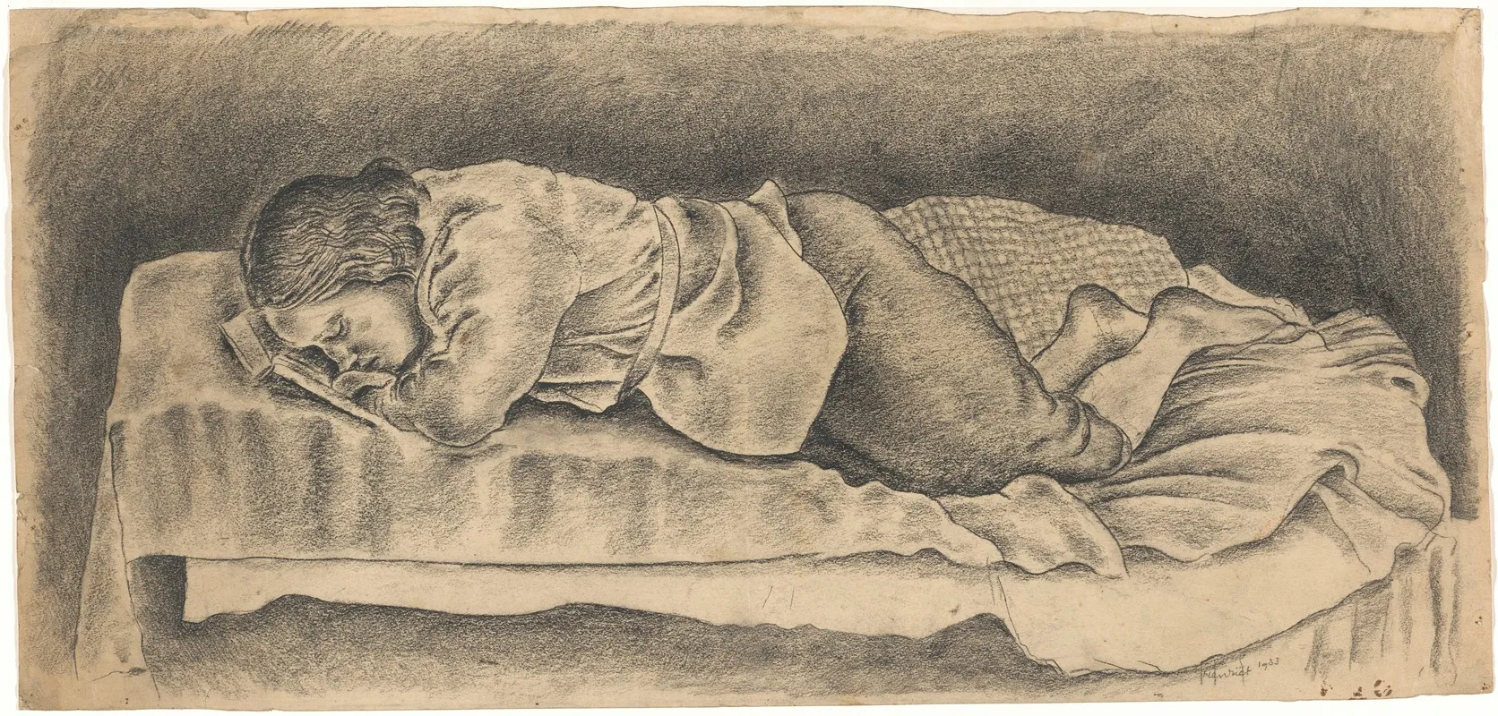 Liggende Slapende Vrouw by Henk Henriët - Canvas Print