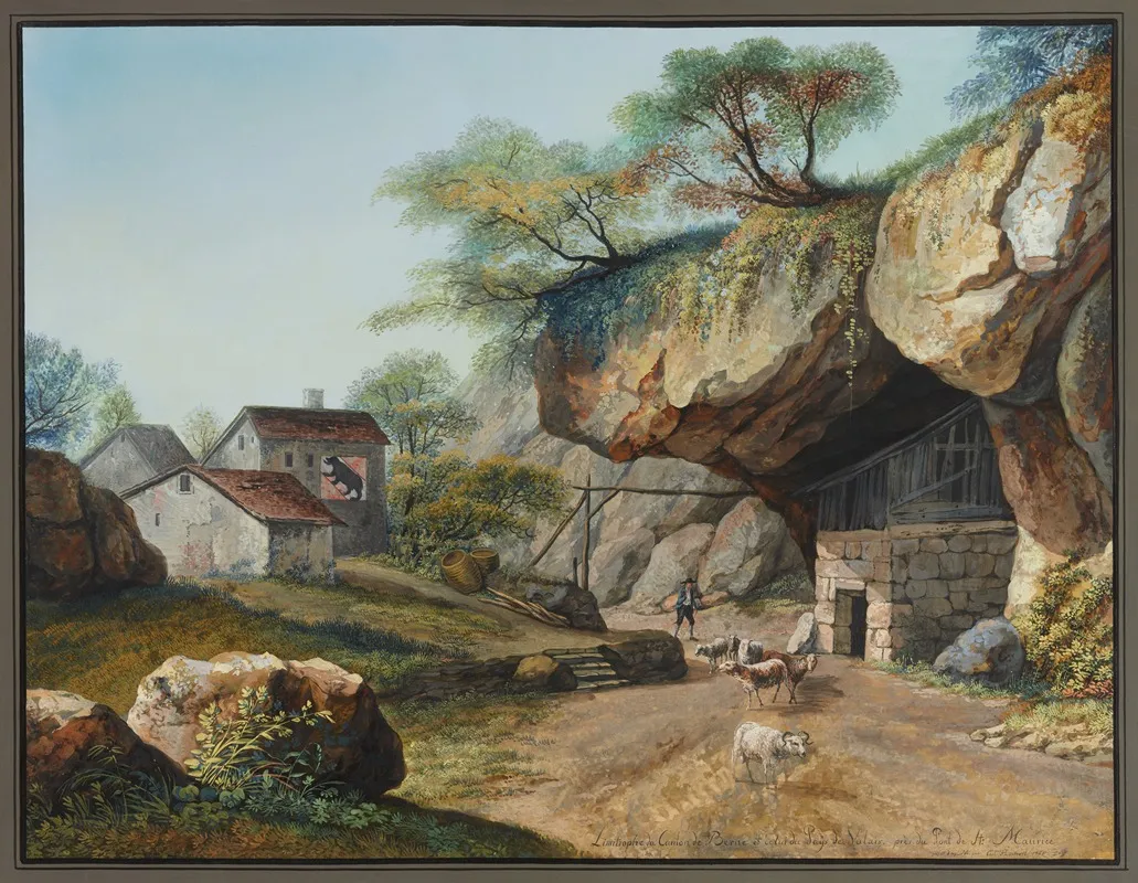 Limitrophe Du Canton De Berne Et Celui Du Pays De Valais Pres Du Pont De St Maurice by Carl Ludwig Hackert - Canvas Print
