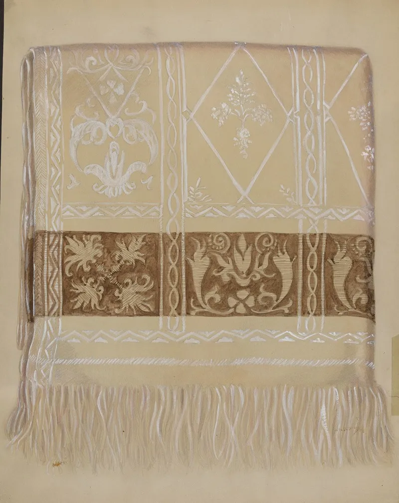 Linen Towel Brown Border by Eva Wilson - Canvas Print
