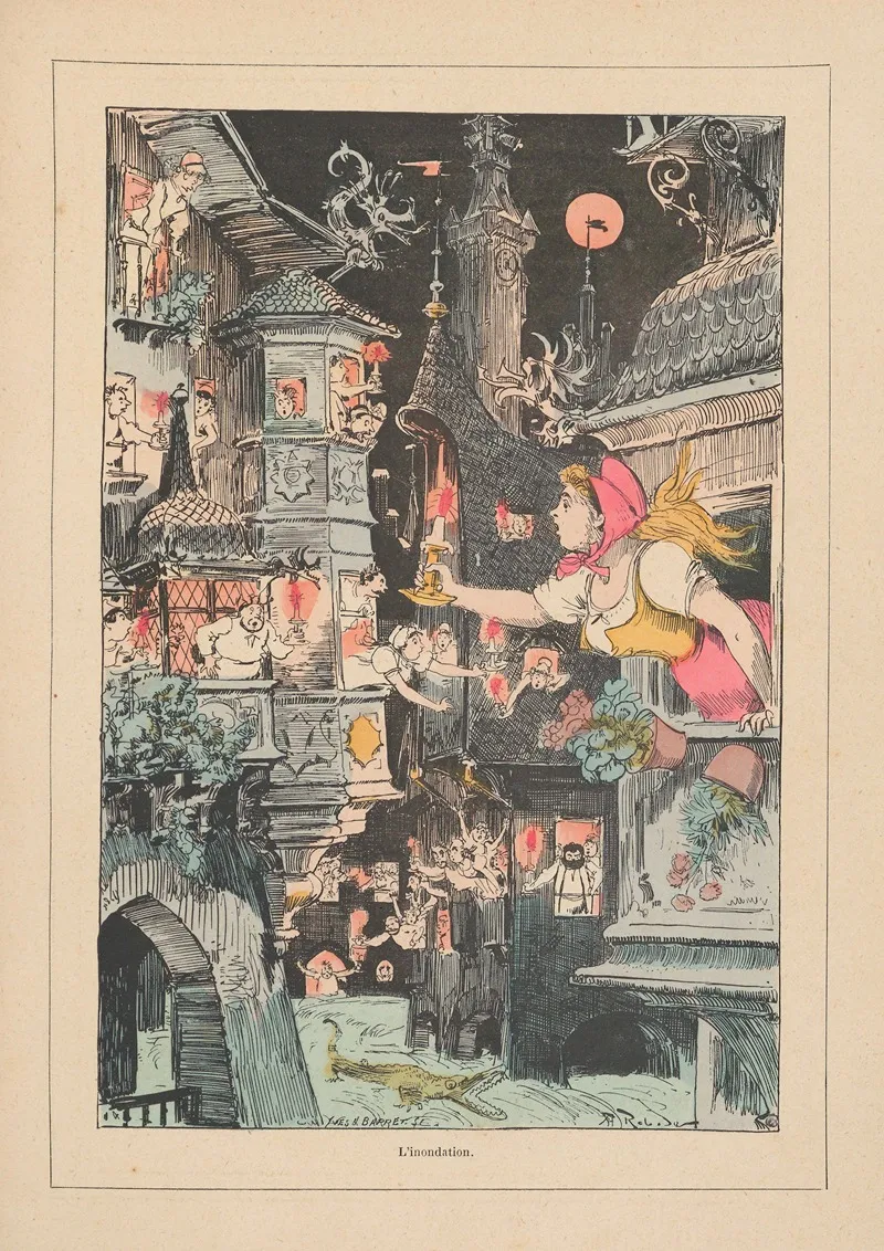 Linondation by Albert Robida - Canvas Print