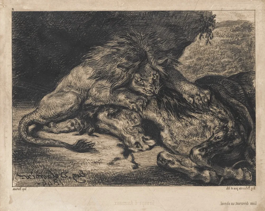 Lion Devouring A Horse 2
